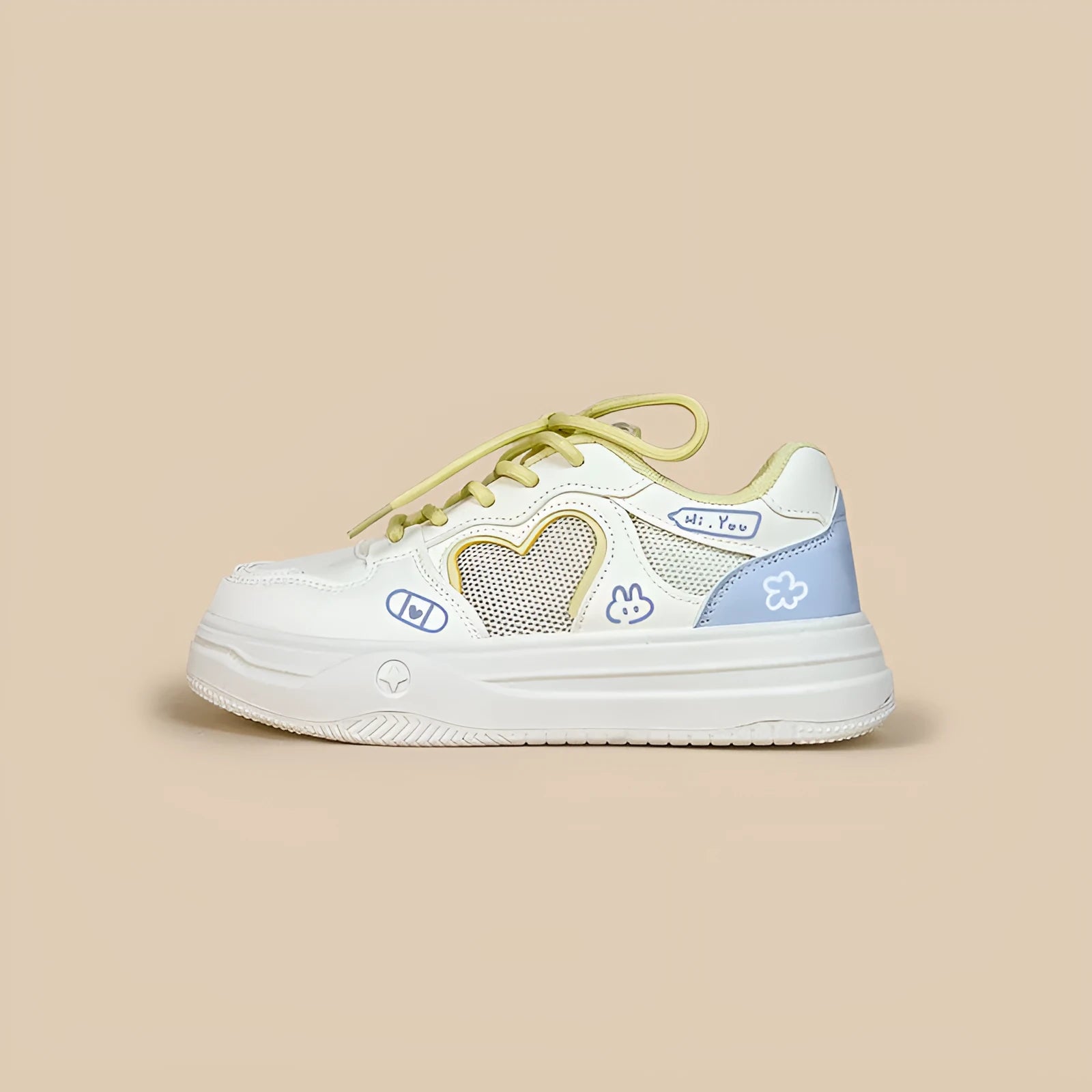 Meow Rabbit Sea Salt Cheese colour mesh sneakers with cross straps for children and youth