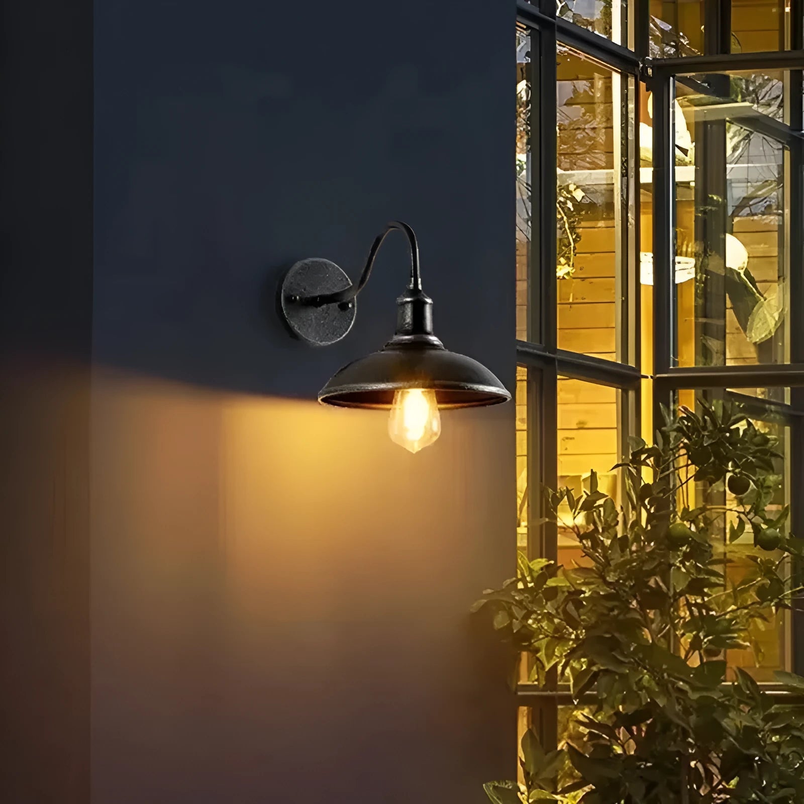 Retro style villa courtyard wall lamp in copper or silvery finish with bevel or right angle mounting