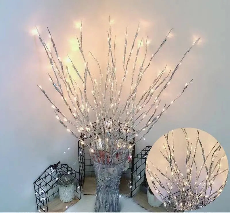 LED simulation branch tree light with vase base in multiple colour options