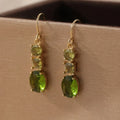 Green quadrilateral geometric copper earrings with retro bohemian style