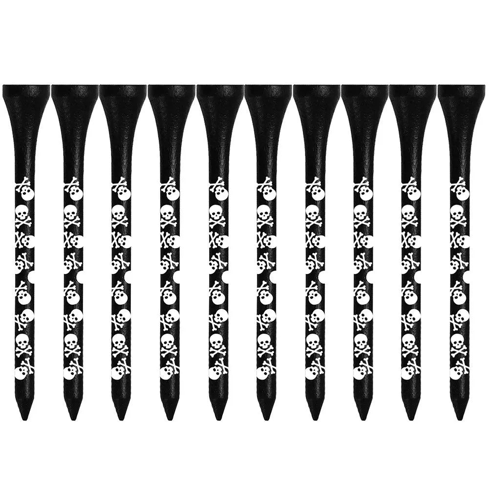 Black skull print bamboo dowel pins for golf accessories in 70mm and 83mm lengths