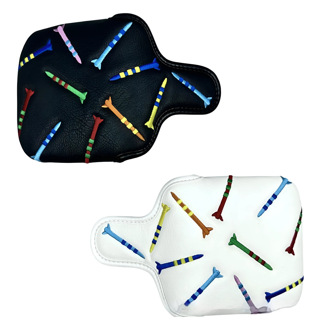 Square black golf putter protective sleeve with rocket pattern design