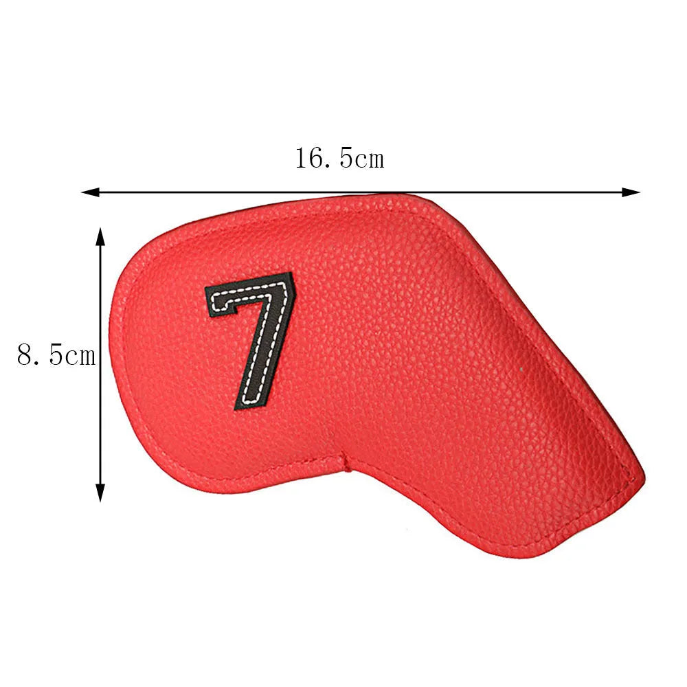 Set of 10 digitally printed PU golf club head covers for complete club protection