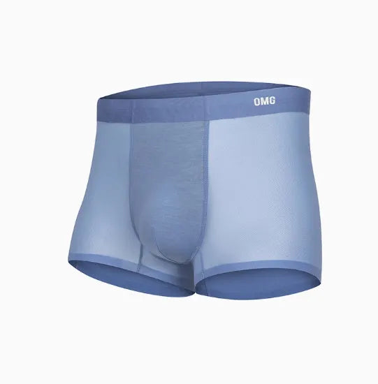 Men's lightweight seamless fitness underwear in black, shown flat, highlighting the antibacterial fabric and stretchy material.
