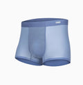 Men's lightweight seamless fitness underwear in black, shown flat, highlighting the antibacterial fabric and stretchy material.