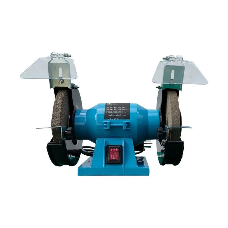 5-inch metal desktop polishing machine for sharpening knives on a workbench.