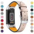 Genuine leather replacement strap for Fitbit Charge 5 and Charge 6 fitness trackers in various colours.
