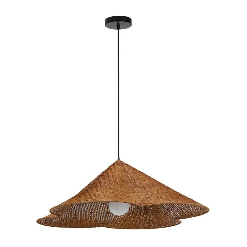 Silent Style natural rattan woven ceiling lamp with wind design, shown in 50cm diameter.