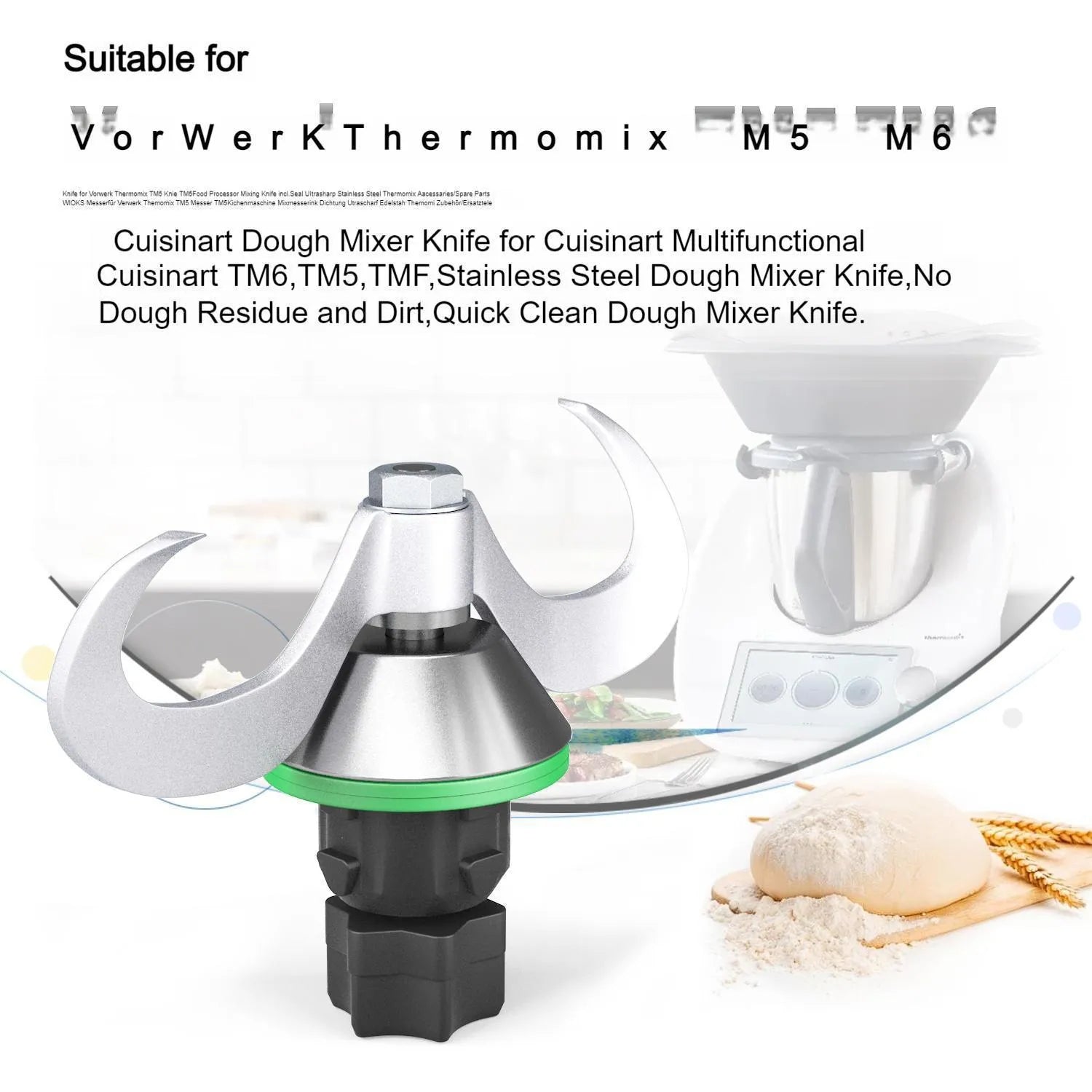 Ceramic dough knife replacement accessory for Thermomix TM6 and TM5 cooking machines