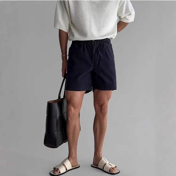 Cotton loose fit sports shorts in black white khaki colours with summer casual design