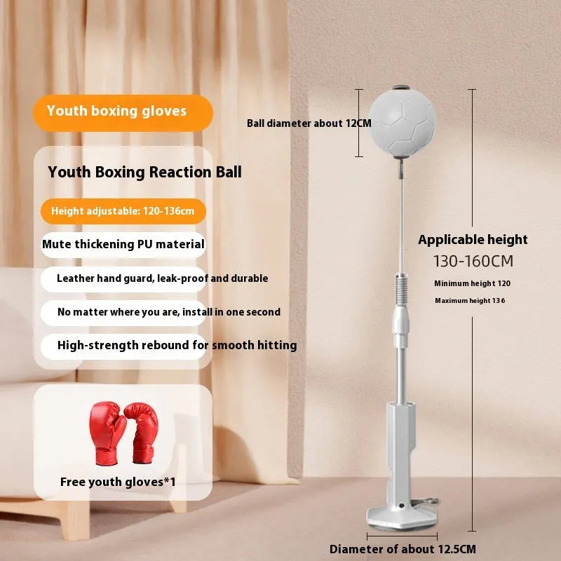 Vertical floor-standing boxing reaction speed ball punching mitts in orange and grey colours