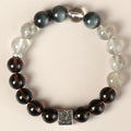 Khaki crystal couples bracelet with Chinese geometric design measuring 10mm width