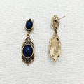 Retro Chinese style alloy earring pair with electroplated silver finish showing silver needle and triangle ear clip options