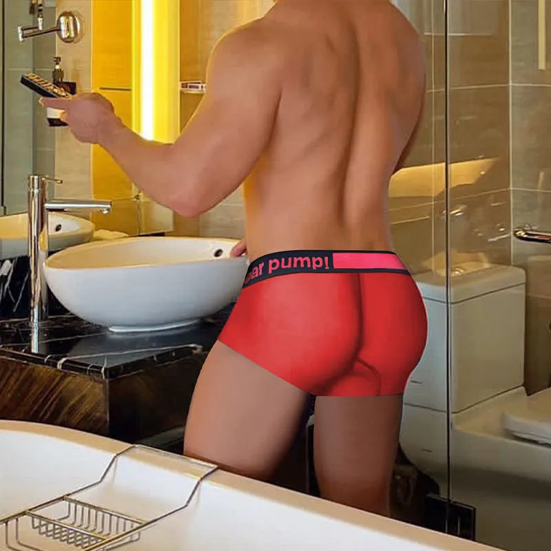 Men's gradient laser pattern modal nylon low-waist underwear in black colour