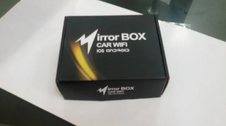Black Car Mirror Link Box Wi-Fi converter with antenna and cables for smartphone screen mirroring