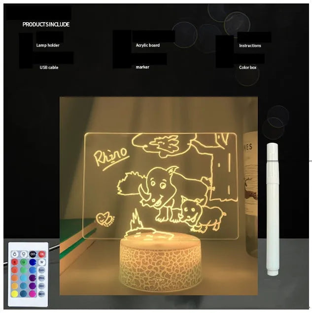 3D acrylic message board with LED night light functions and remote control