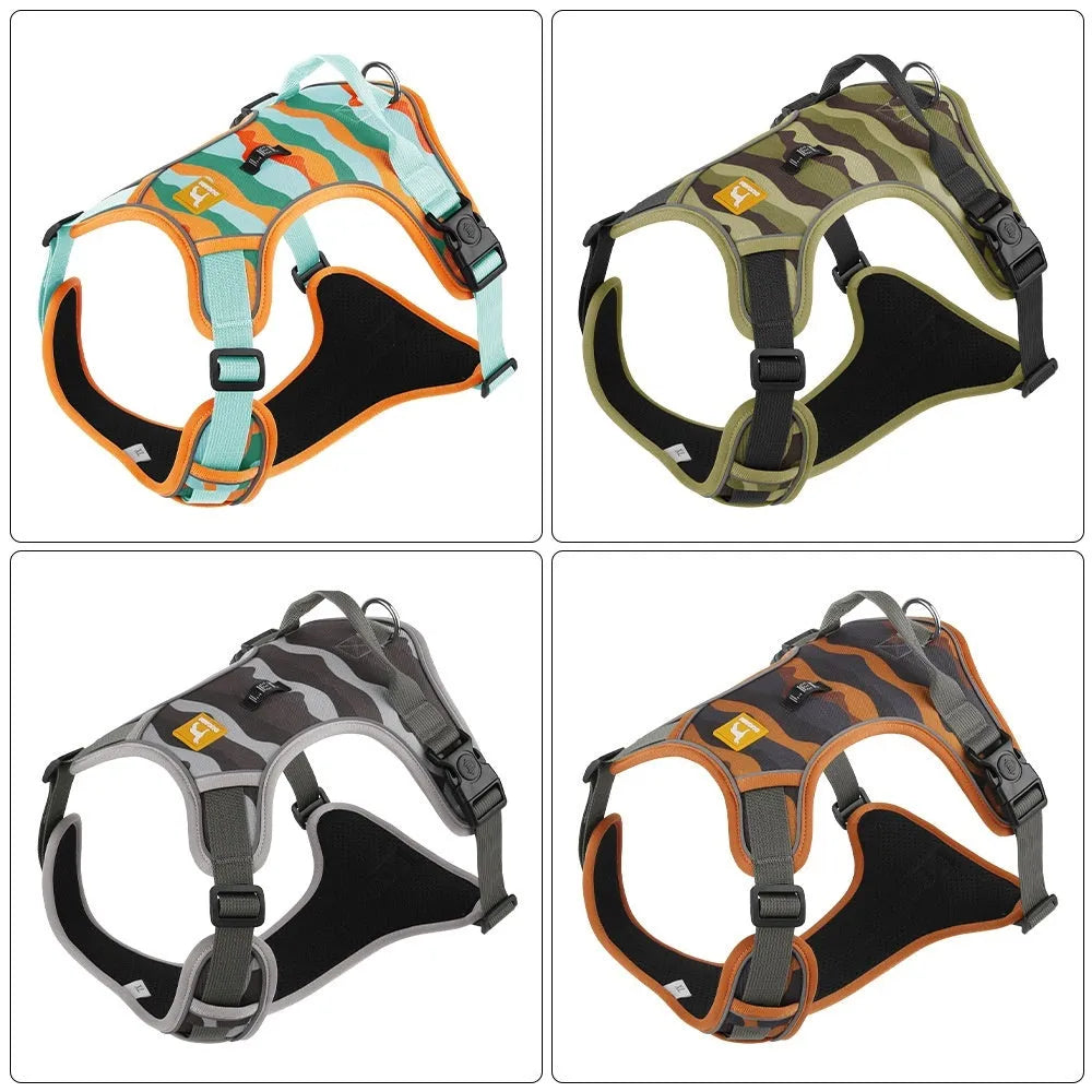 Reflective dog commuter rope with chest and back attachment points in oxford cloth material