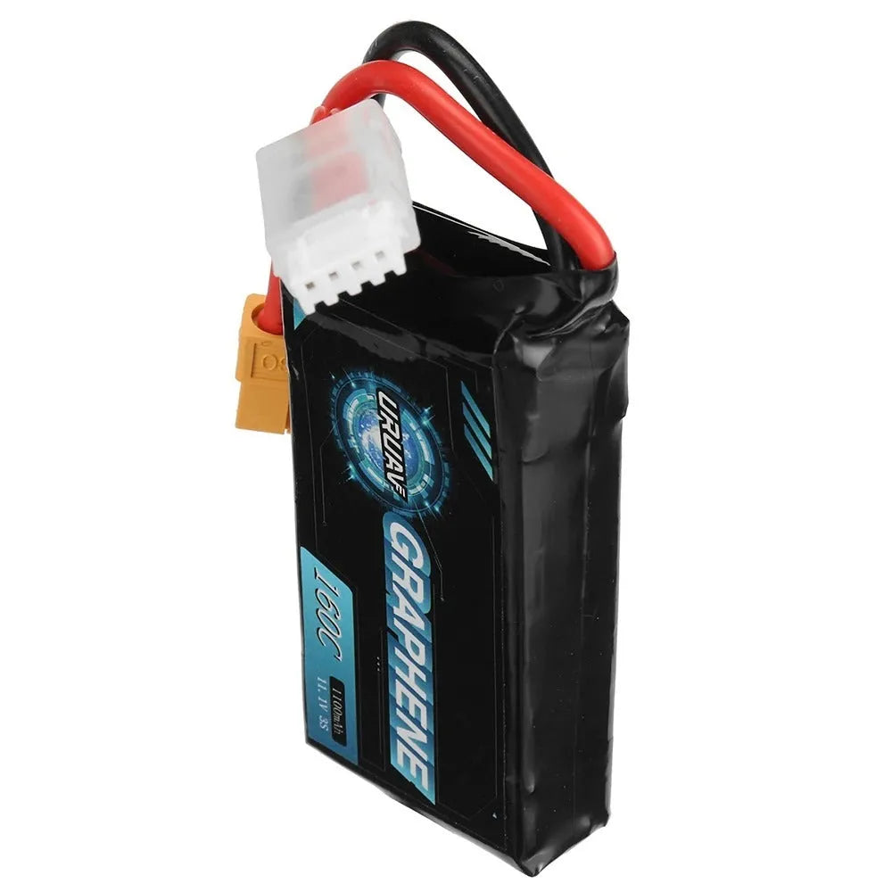1200mAh 7.4V lithium battery for RC cars and ships measuring 15x36x70mm