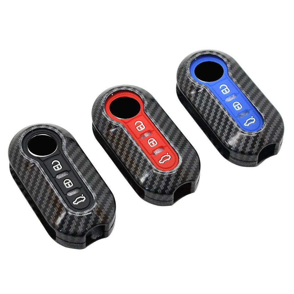 Black ABS replacement key case shell for Fiat 500 Boyue Ottimo Viaggio car remote.