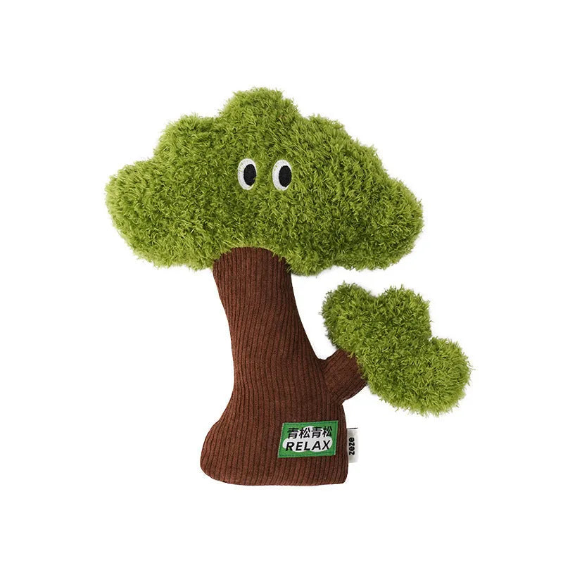 Pine tree-shaped cat mint toy bag pendant and a separate cat tease stick on a white background