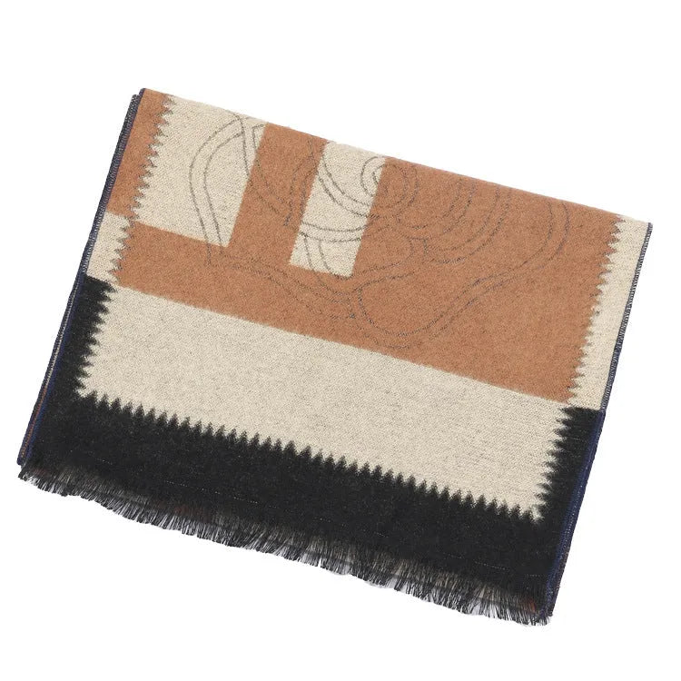 Flos Llama imitation cashmere scarf in M camel with tassels, 180x30cm