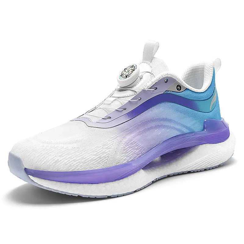 Men's high-top breathable running shoes in cotton candy colour with mesh construction and composite sole