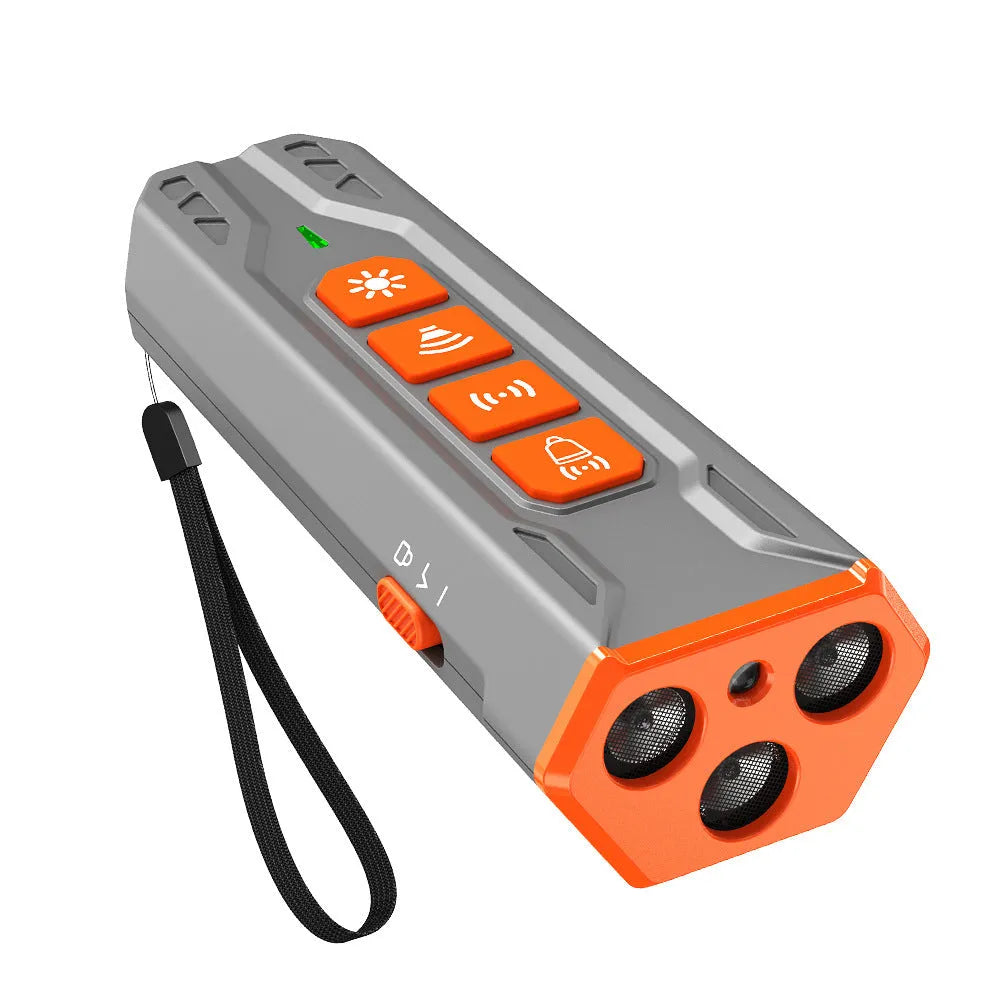 Three-head ultrasonic pet trainer in grey orange and black orange colour options