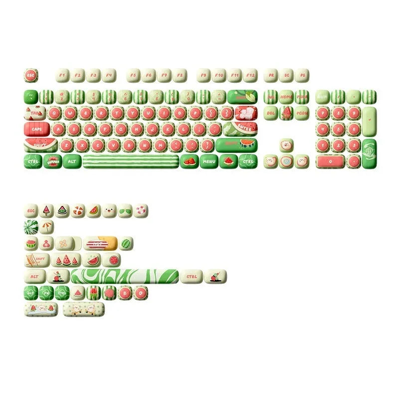 Watermelon theme mechanical keyboard key caps with five-sided sublimation printing on PBT plastic