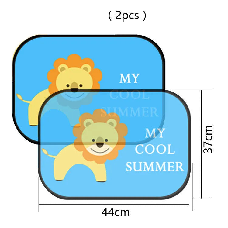 Electrostatic adsorption car side window sunshade pair with animal-themed nylon mesh design