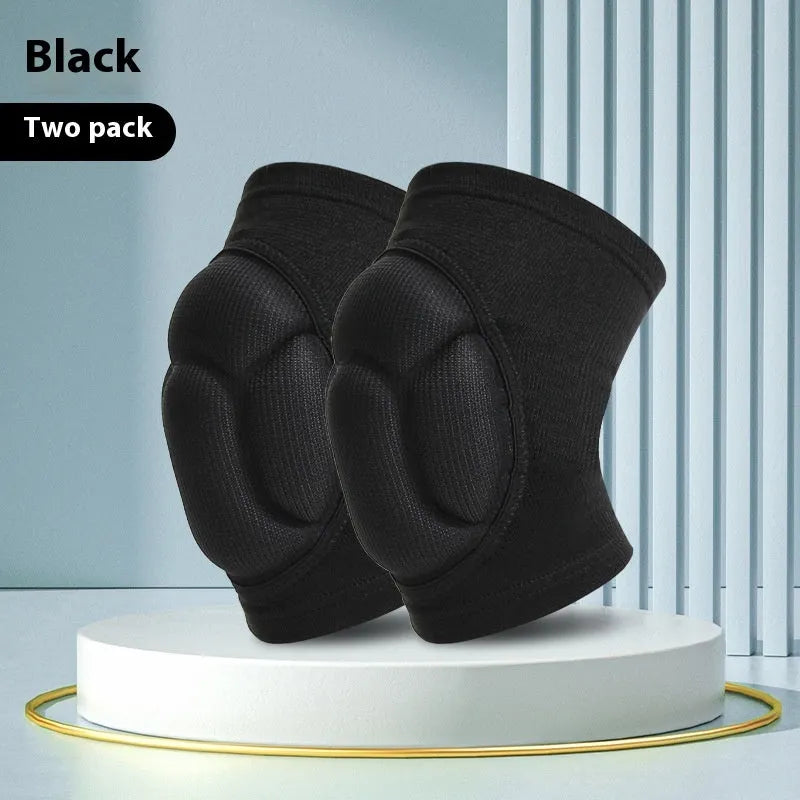 Thick sponge dance kneepad in black or blue with anti-collision protection for volleyball and sports