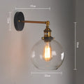 20cm retro round ball glass wall lamp with aluminium holder in transparent, amber or smoke grey