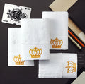 Cotton custom embroidery bath towel in white with size options including 70x140cm for hotel spa use