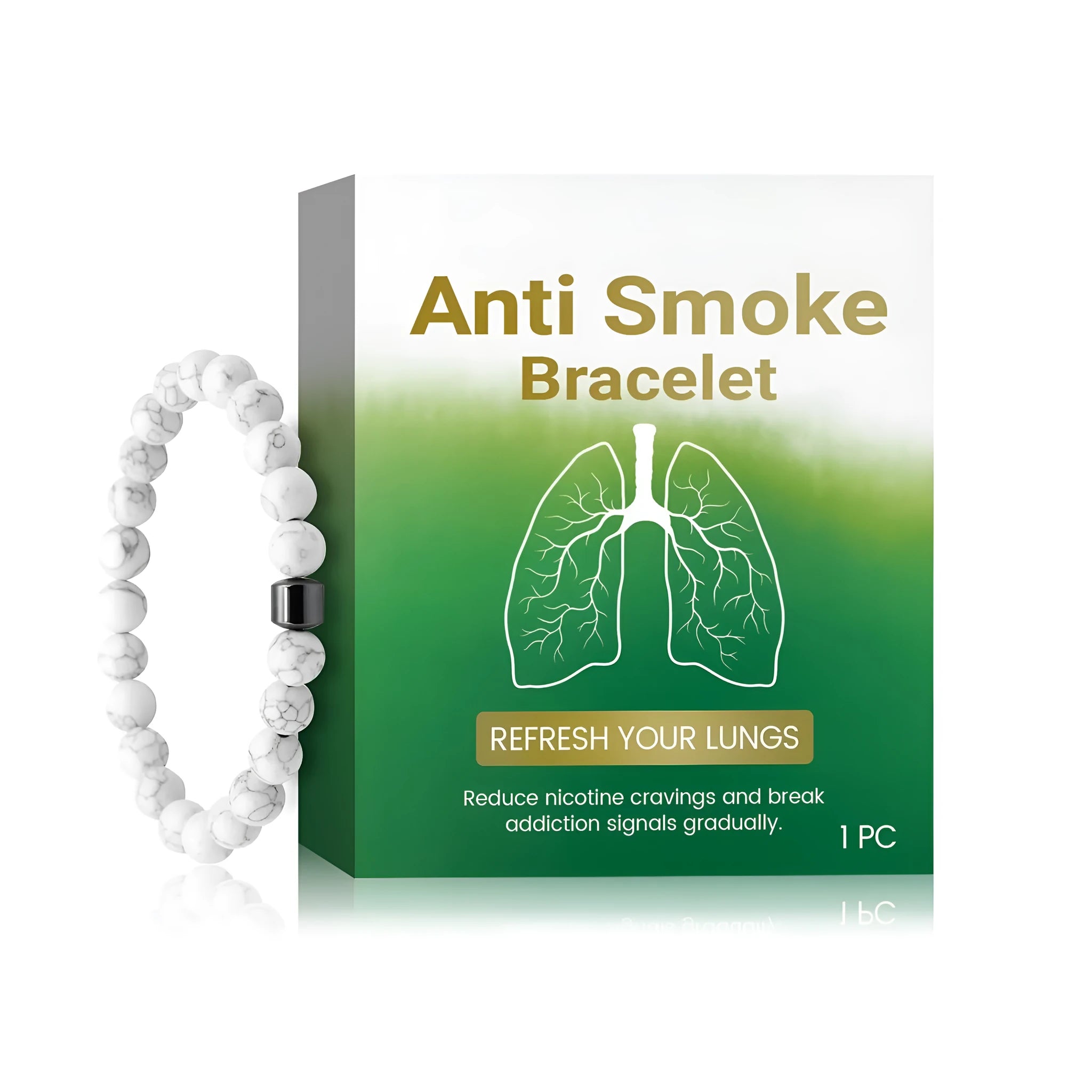 Adjustable women's bracelet made with synthetic turquoise beads on a wrist.