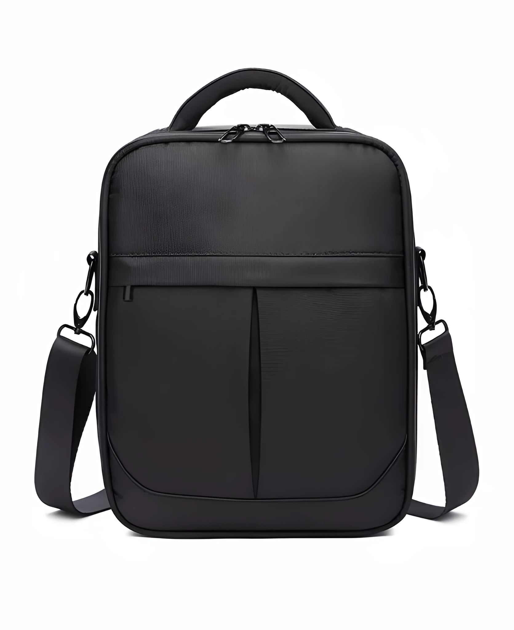 Black men's messenger shoulder bag made from Oxford fabric showing its size.