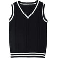 Women's slim fit acrylic knitted waistcoat with V-neck and striped stitching detail in multiple colours