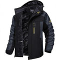 Men's casual hooded warm cotton coat in solid colour with polyester filling, front view