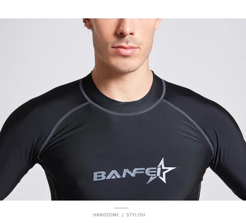 Men's quick-drying half sleeve wetsuit swimsuit for snorkeling and surfing in nylon fabric