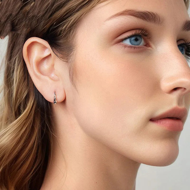 S925 sterling silver rhombus earrings with diamond plaid geometric design in SCE1968 colour