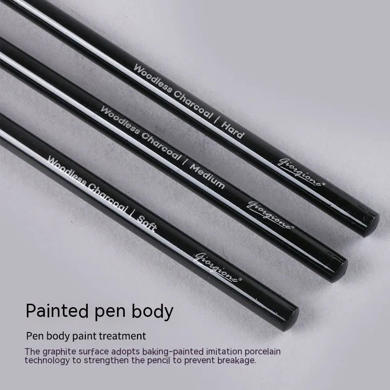 Carbonized Pencil Suit showing six graphite pencils and three carbonized pencils on wooden casing with suction card packaging