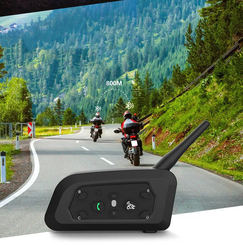V6pro motorcycle helmet Bluetooth intercom unit with mounting clip and charging cable