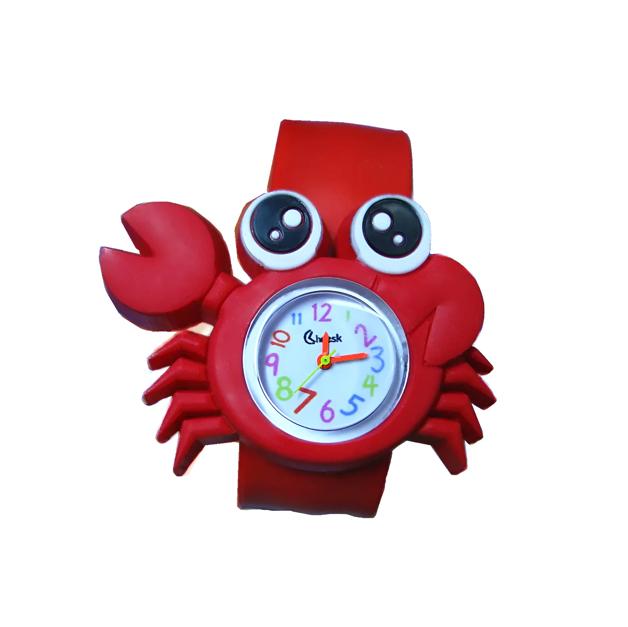3D cute cartoon kids silicone watch with a 3.6cm face in a Black panda design showing the time on a white background