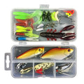 Fishing lure suit in PP plastic tackle box containing colour thread and thunder frog lures
