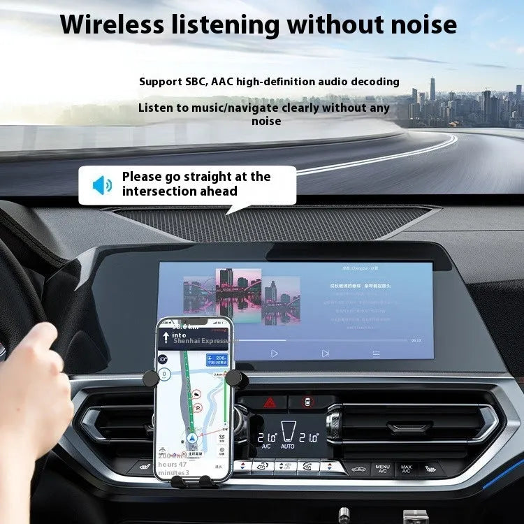 USB car Bluetooth audio receiver with zinc alloy USB connector and copper 3.5mm jack for vehicle installation
