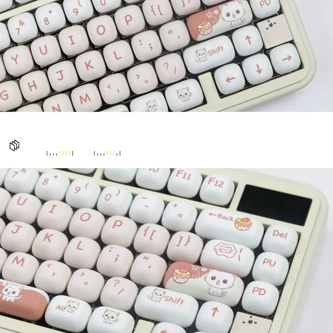 Dessert cat MOG round mechanical keyboard key cap set with sublimation printed cartoon cute artwork