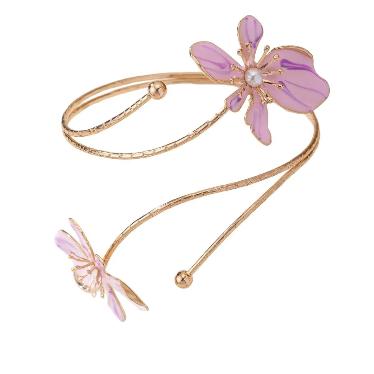 Pink alloy armband with hollow patterned lines design for wrist jewellery