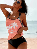 Women's loose fit split tangini briefs bikini set in various colours