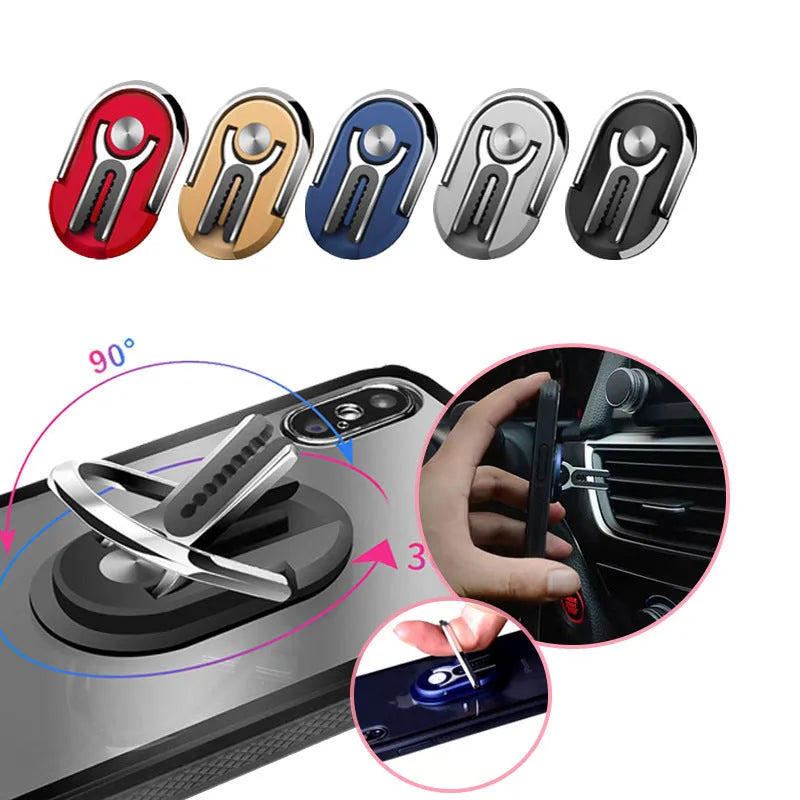 Universal car mobile phone bracket with suction cup mount in multiple colour options on a car dashboard.