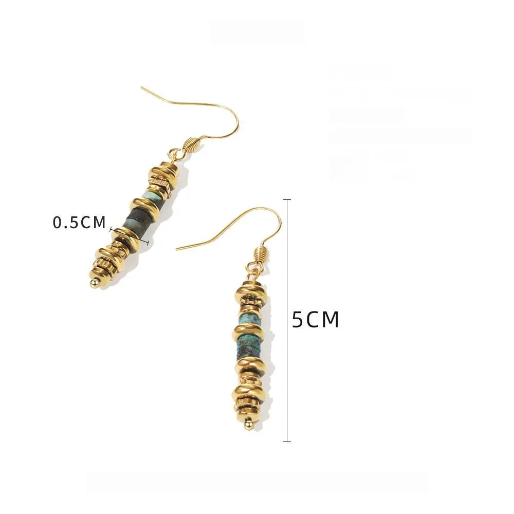 Geometric titanium steel dangle earrings with 18K purity in European retro style