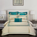Four-piece cotton embroidery bedding set with detailed embroidery pattern on satin weave fabric