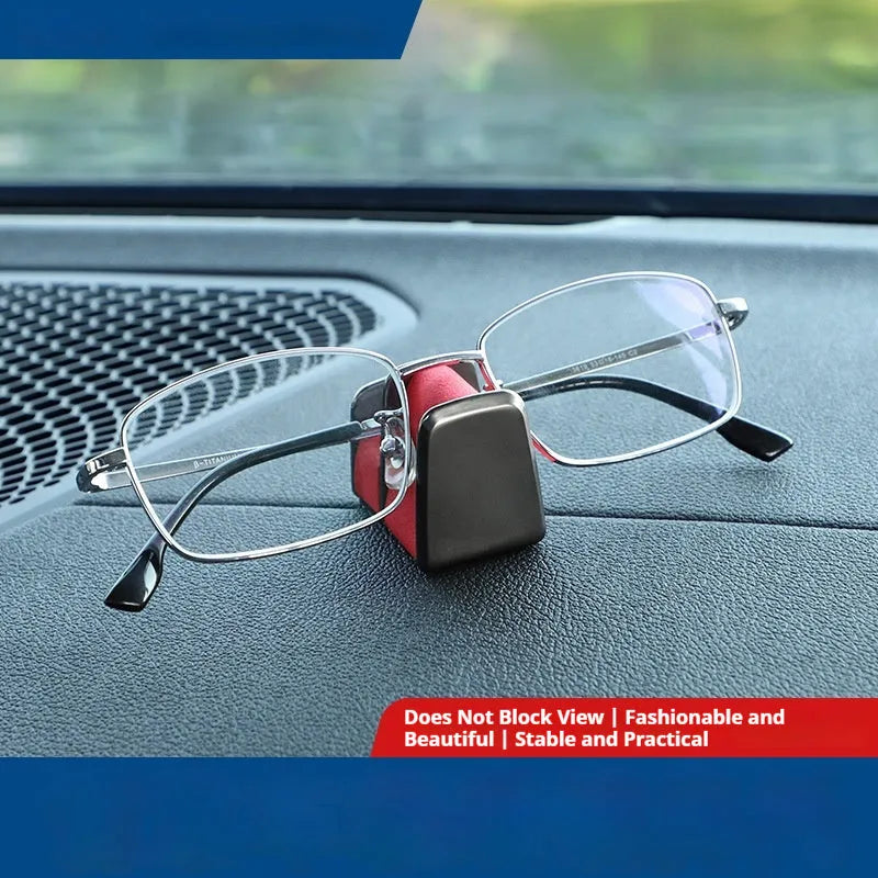Zinc alloy and leather glasses clip for car dashboard in green, black, grey, or red